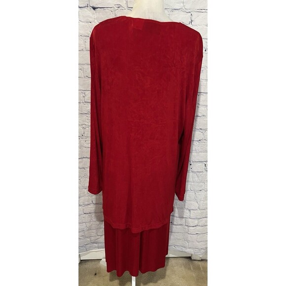 Vintage Anthony Mark Hankins 2-Piece Set Liquid Knit Red Dress And Sweater Large - Picture 8 of 14